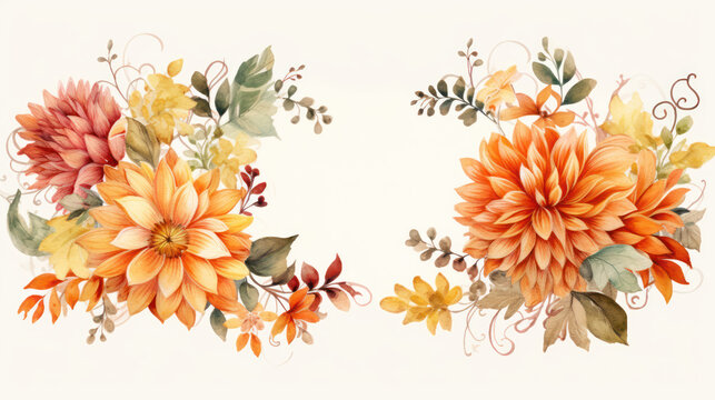 Beautiful arrangement of vibrant flowers. Autumn background. Aesthetic and colorful design.