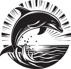 Black and white dolphin silhouette design