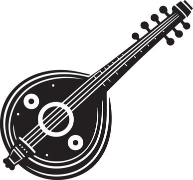 black and white oud musical instrument clip art preview