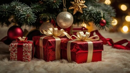 Obraz premium lots of presents and gifts under the Christmas tree