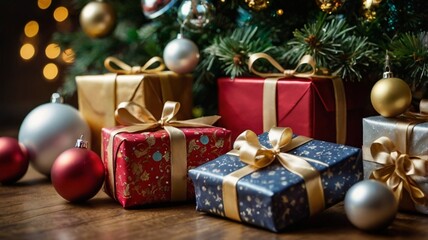 lots of presents and gifts under the Christmas tree