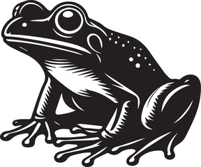 Black and white frog silhouette design