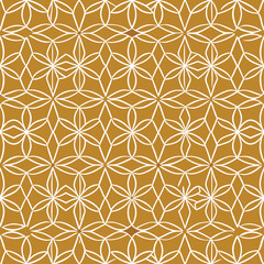 Fototapeta premium Abstract geometric pattern with lines, snowflakes. A seamless vector background. White and gold texture. Graphic modern pattern