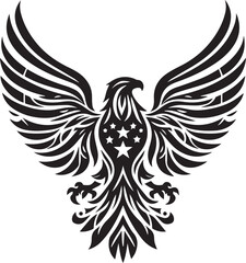 Obraz premium A black and white eagle silhouette design