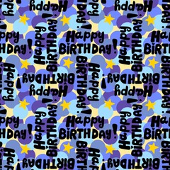 Birthday seamless pattern for wrapping paper and fabrics and linens