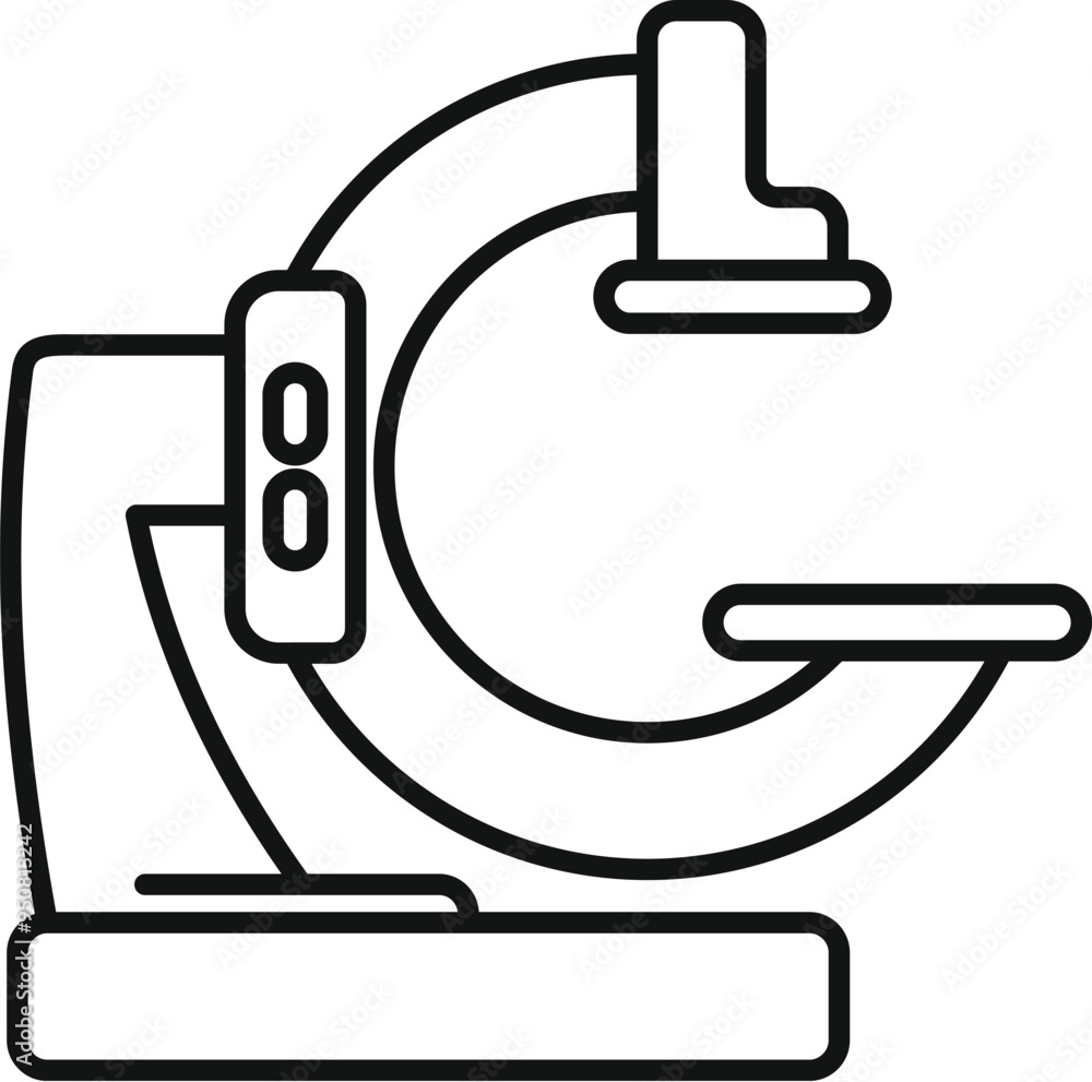 Poster modern medical scanner machine icon thin line vector. radiologist equipment for making computed tomo