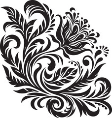 Black and white flower silhouette design