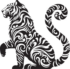 A black and white tiger silhouette design