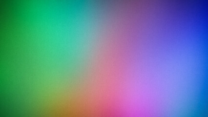 4K grainy gradient background with a vibrant mix of green, blue, purple, and pink hues. Perfect for use in digital designs, wallpapers, and creative projects