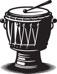 Black and white drum silhouette design