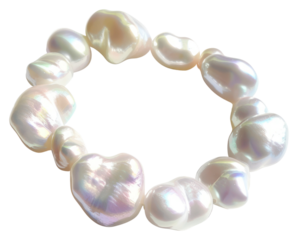 PNG Elegant iridescent baroque pearl bracelet