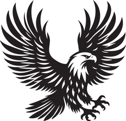 A black and white eagle silhouette design