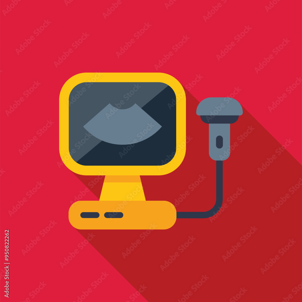 Aufkleber ultrasound machine displaying fetus on screen during medical exam with probe and buttons visible in 