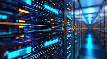 Naklejka premium Server Room Data Center Technology Abstract Background