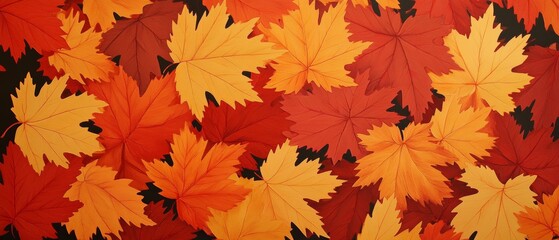 A close up of a bunch of orange leaves on a black background