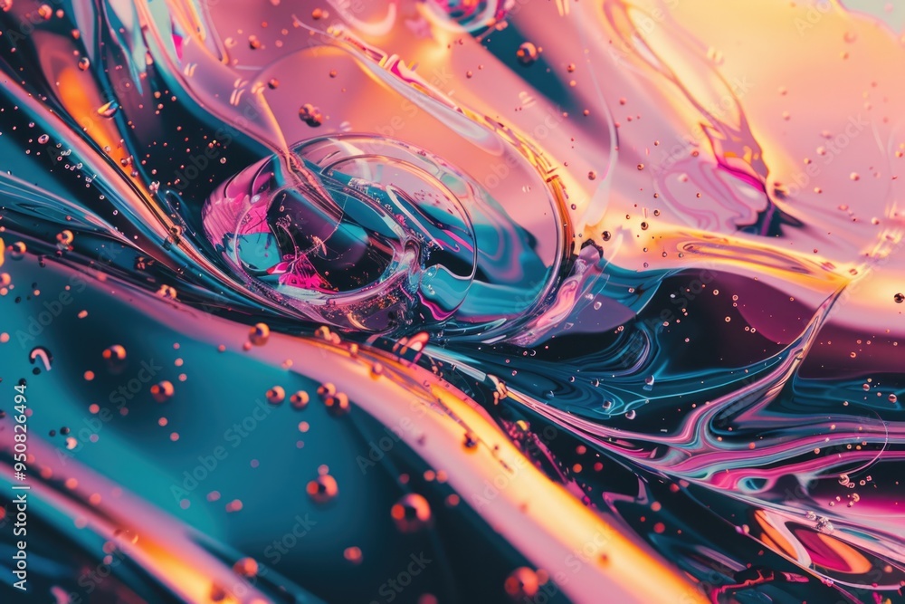Poster close-up shot of a liquid substance on a surface, suitable for use in scientific or technical illust