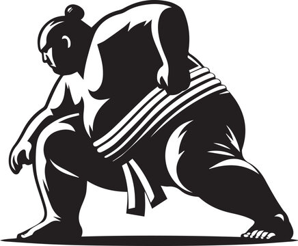 recommend clip art: A black and white sumo wrestler silhouette design