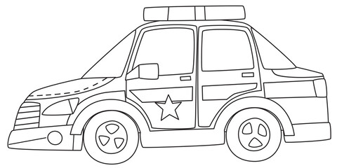 Coloring page police car vehicle coloring page isolated illustration for kids © honeyflavour