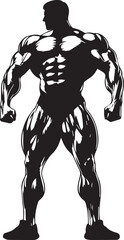 Black and white bodybuilder silhouette design