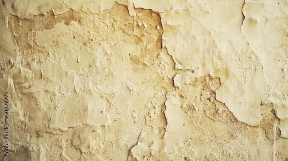 Poster a close-up view of peeling paint on a worn-out wall, suitable for use in interior design or construc