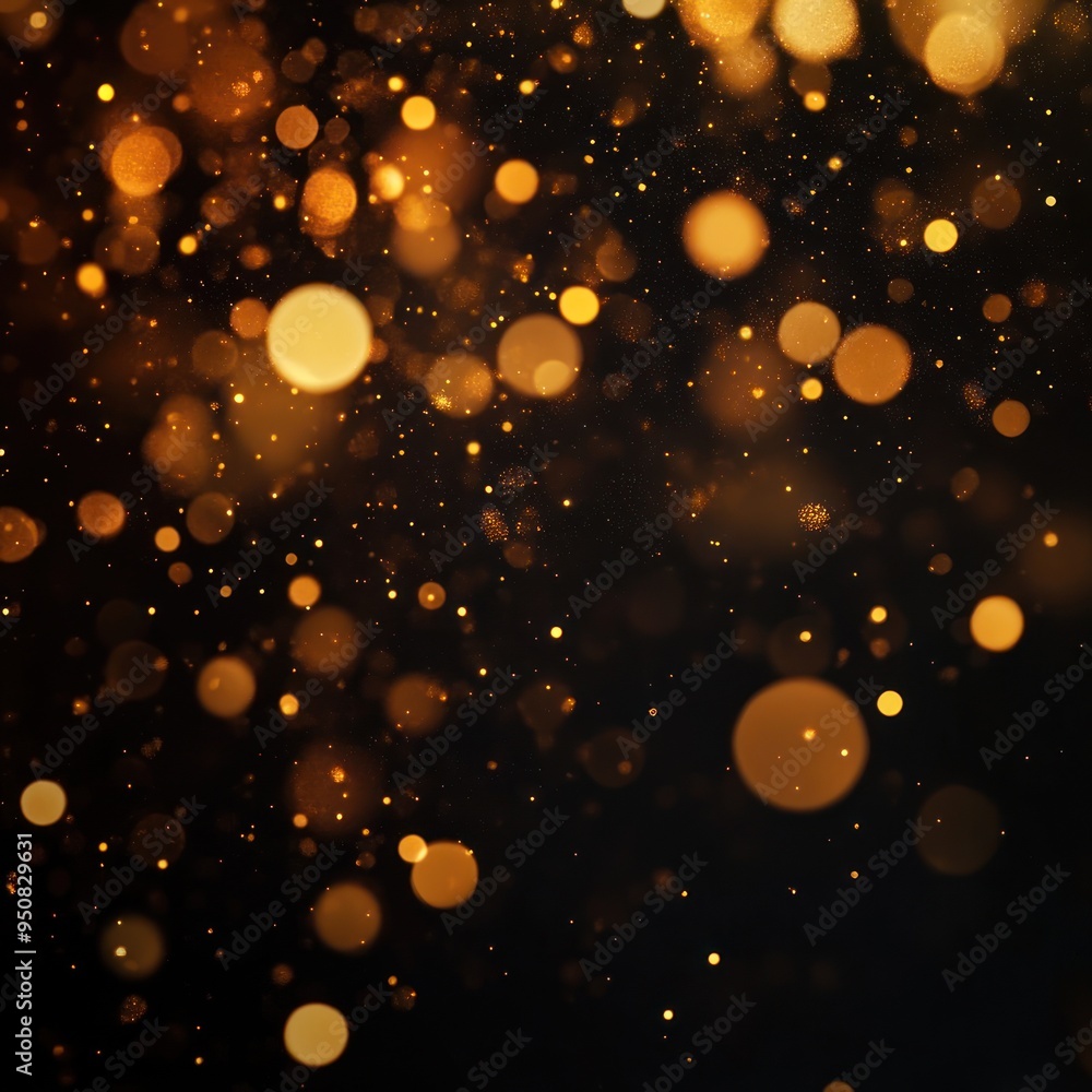 Poster a background of golden bokeh lights on black, creating an elegant and sophisticated atmosphere