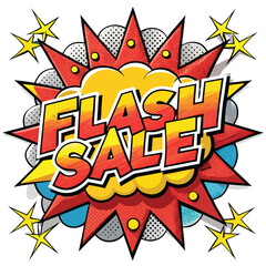 Fototapeta premium Vector Template with 'Flash Sale!' in Speech Bubbles, Thunder Sign, Bold Colors