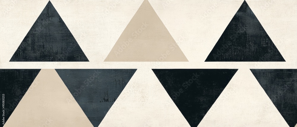 Poster a black and white pattern of triangles is displayed on a white background