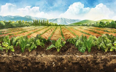 Soil care workshop in a scenic rural setting featuring expert demonstrations on managing soil types and crop selection