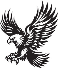 A black and white eagle silhouette design