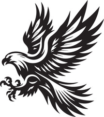 A black and white eagle silhouette design