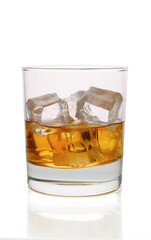 Glass of whiskey with ice