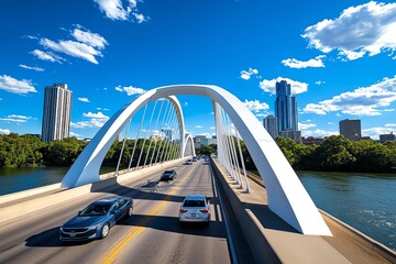 Bridge Iconic, Historic, and Landmark depicted in a famous city where an iconic historic bridge serves as a major landmark, attracting tourists and locals alike