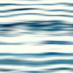 Modern summer thin line striped blur wash seamless pattern background for trendy beach wear and coastal living designs. Repeatable alcohol ink bleed effect in blue white indigo colors