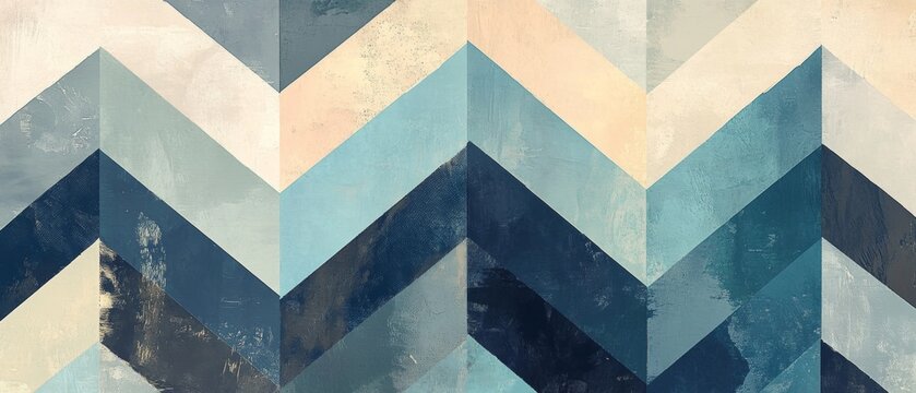 A blue and white chevron patterned background with a blue