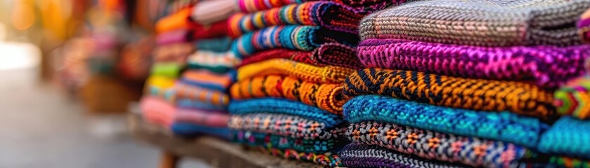 Fototapeta premium Handicrafts at a market, vibrant and handmade, Artisan, Bright colors, Photograph, Cultural heritage