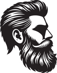 Man bearded face silhouette design