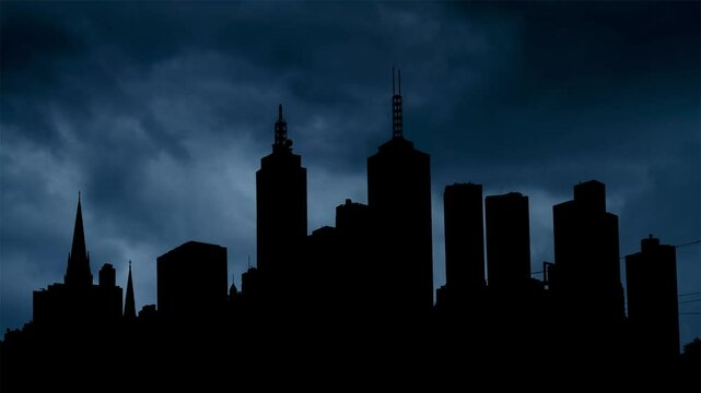 Australia: Lightning and Thunderstorm flash over Melbourne's Skyline of central business district