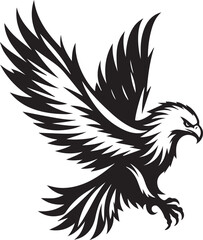 A black and white eagle silhouette design