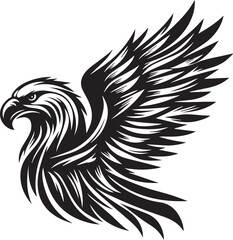 A black and white eagle silhouette design