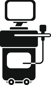 recommend clip art: Black silhouette of a medical ultrasound machine with a monitor, used for diagnosis in healthcare