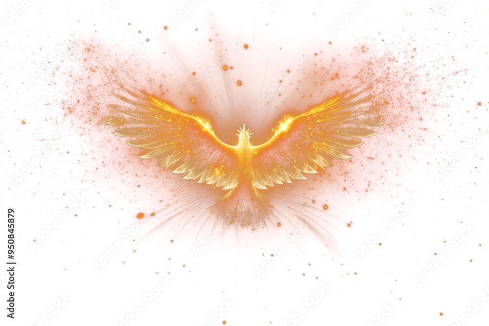 Sticker PNG Phoenix bird flying sparkle light sparks angel gold.