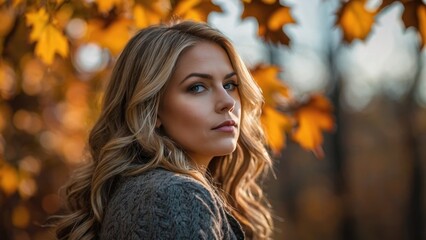 Fototapeta premium Autumn Reflections: Elegance Amidst the Golden Hour