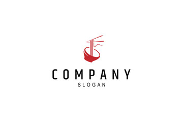 Fototapeta premium noodle logo in bowl with chopsticks in flat vector design