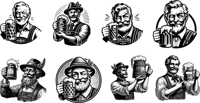 Set of beer drinkers