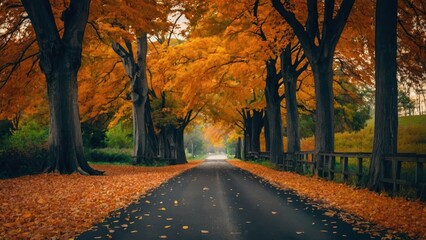Fototapeta premium Whispers of Autumn: The Road Less Traveled