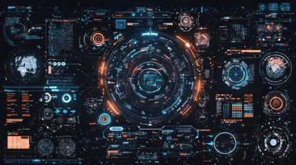Fototapeta premium Futuristic telecommunication interface, integrating advanced software for real-time data management and network optimization