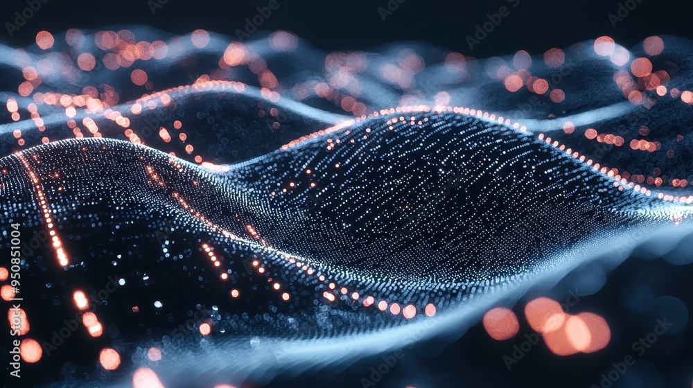 Fototapete futuristic telecommunication interface, software algorithms optimizing data transmission, complex ne