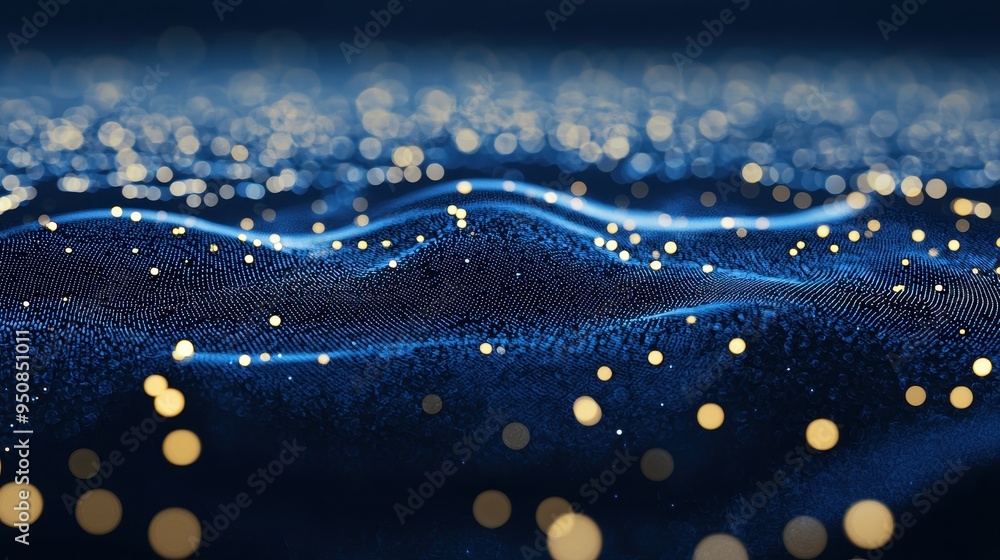 Poster futuristic telecommunication network with seamless software integration, glowing data streams connec
