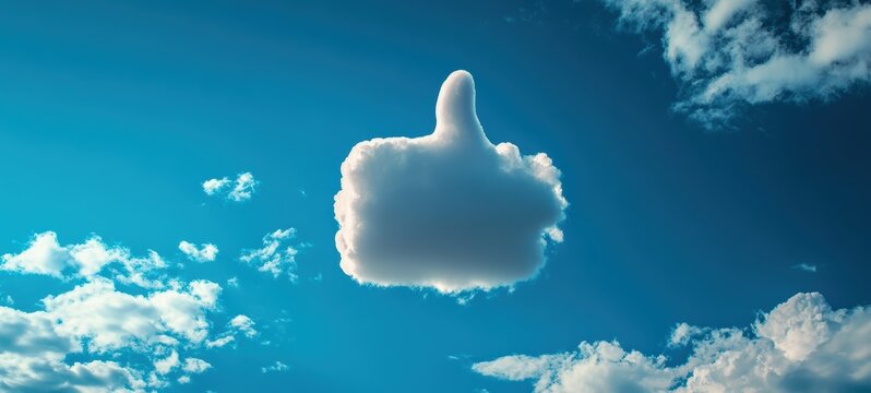 A single puffy cloud resembling a thumbs-up emoji