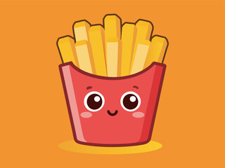 A cute french fries cartoon vector art illustration , art design, pizza flat illustration.